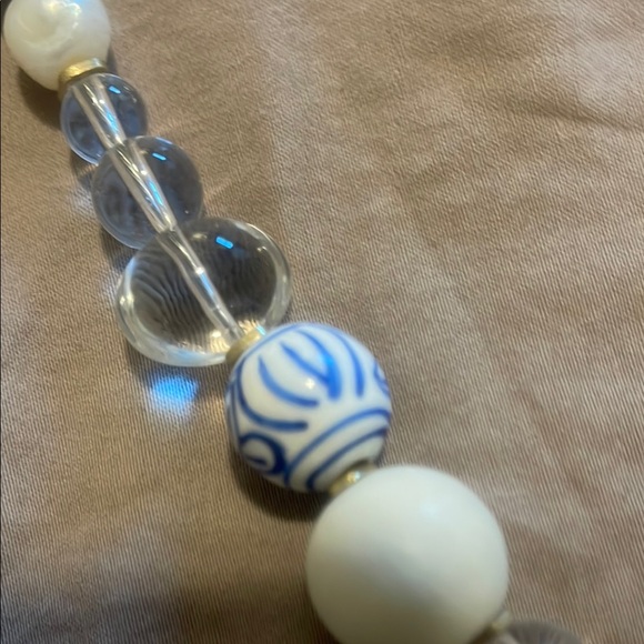 Elegant Blue and White Beaded Necklace - Picture 6 of 7